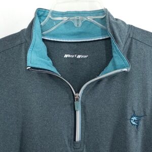 White Water Men's‎ XL 1/4 Zip Performance Fishing Pullover Blue Stretch Marlin